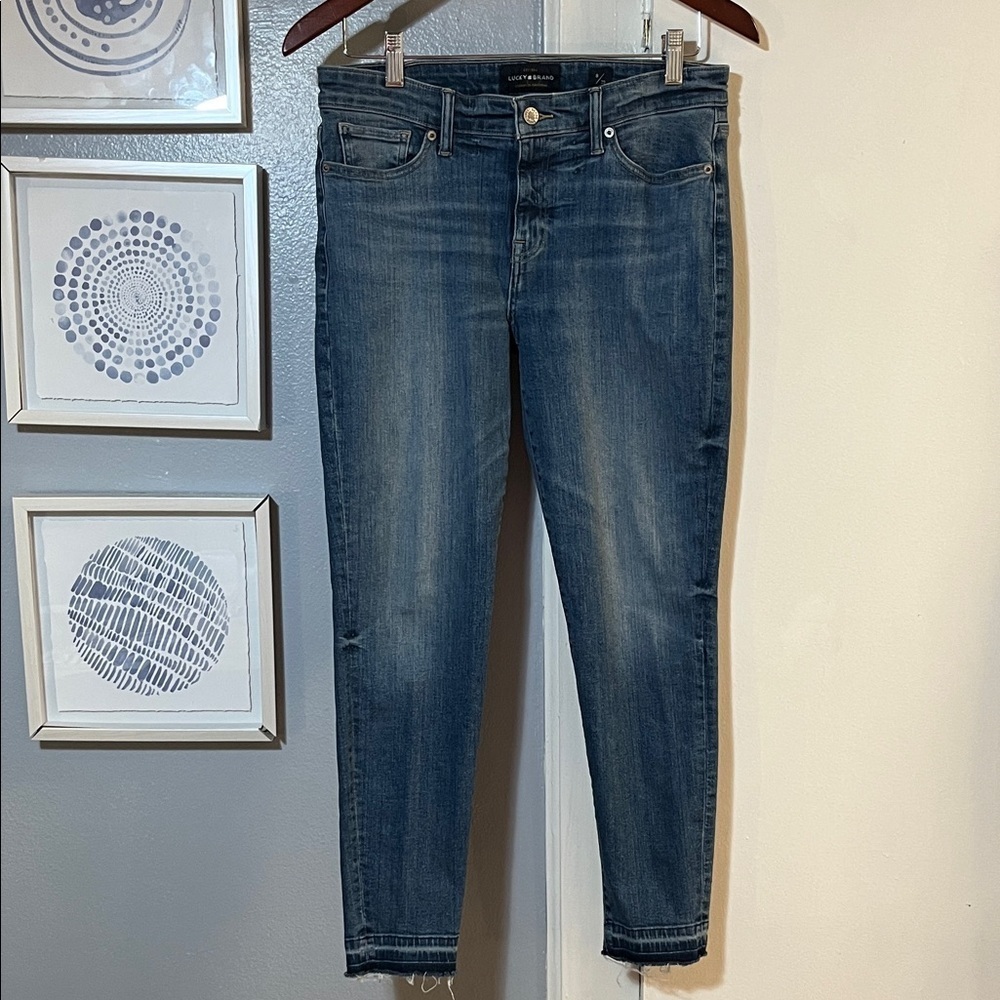 Lucky Brand Ava Skinny Raw Hem Women's Mid-Rise Blue Skinny Jeans Size 8/29